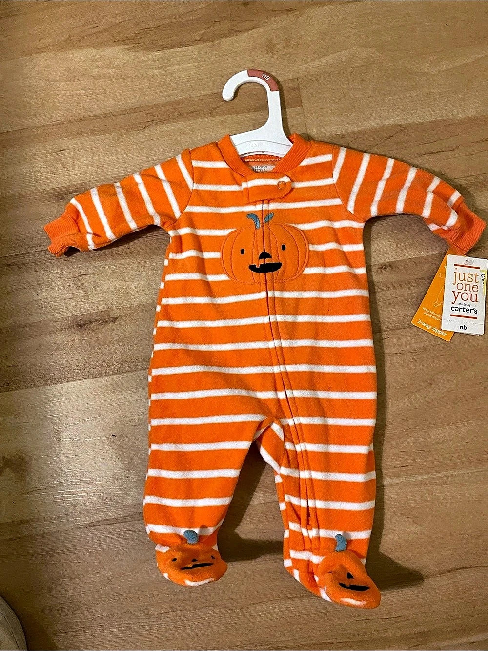 Just One You made by Carter's Pumpkin Stripe Baby Footie NB NWT